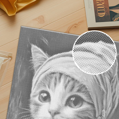 真珠の耳飾りの猫 - 点描画