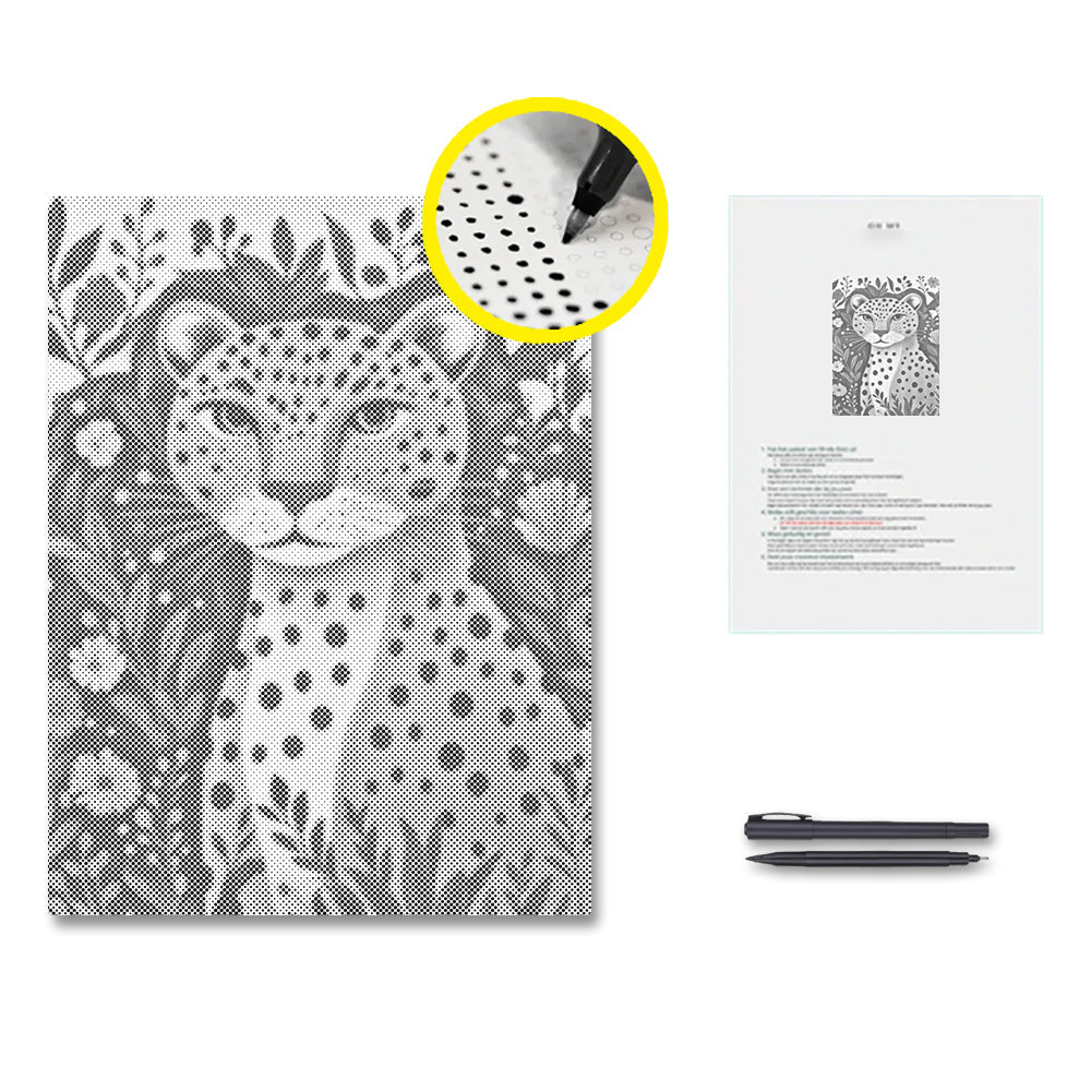 ジャングルヒョウ - 点描画