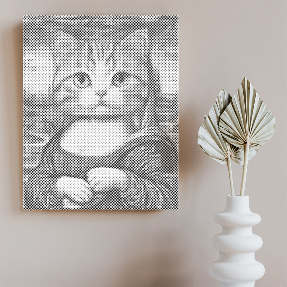 モナ・リザ猫 - 点描画