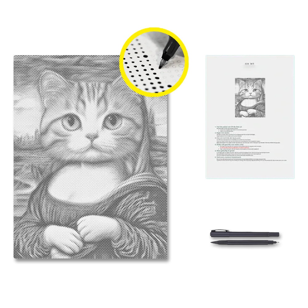 モナ・リザ猫 - 点描画