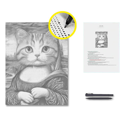 モナ・リザ猫 - 点描画