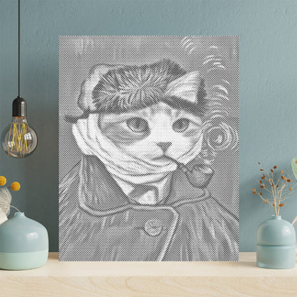 猫の自画像 - 点描画