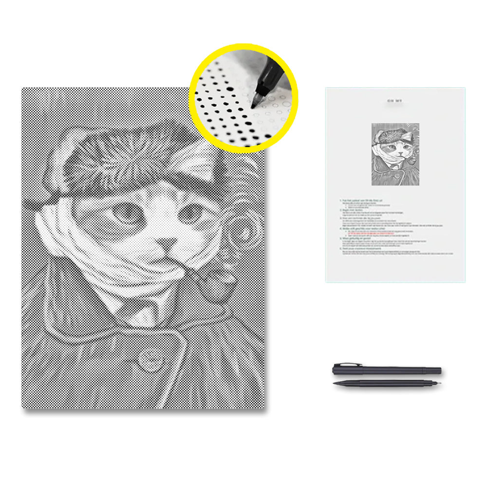 猫の自画像 - 点描画