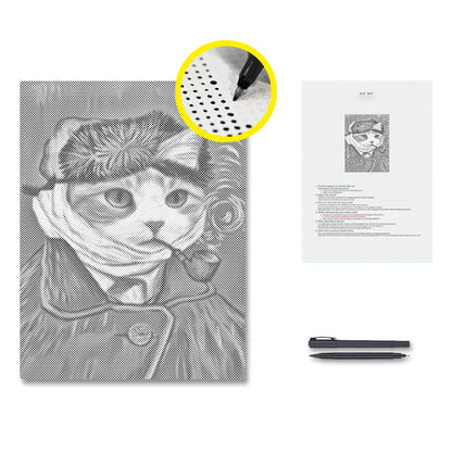 猫の自画像 - 点描画