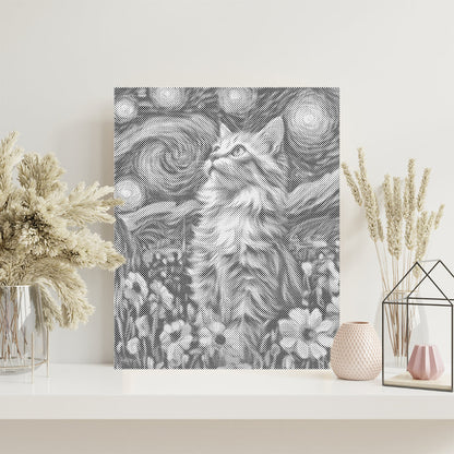 星空の猫 - 点描画