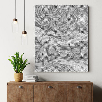 星空の村 - 点描画