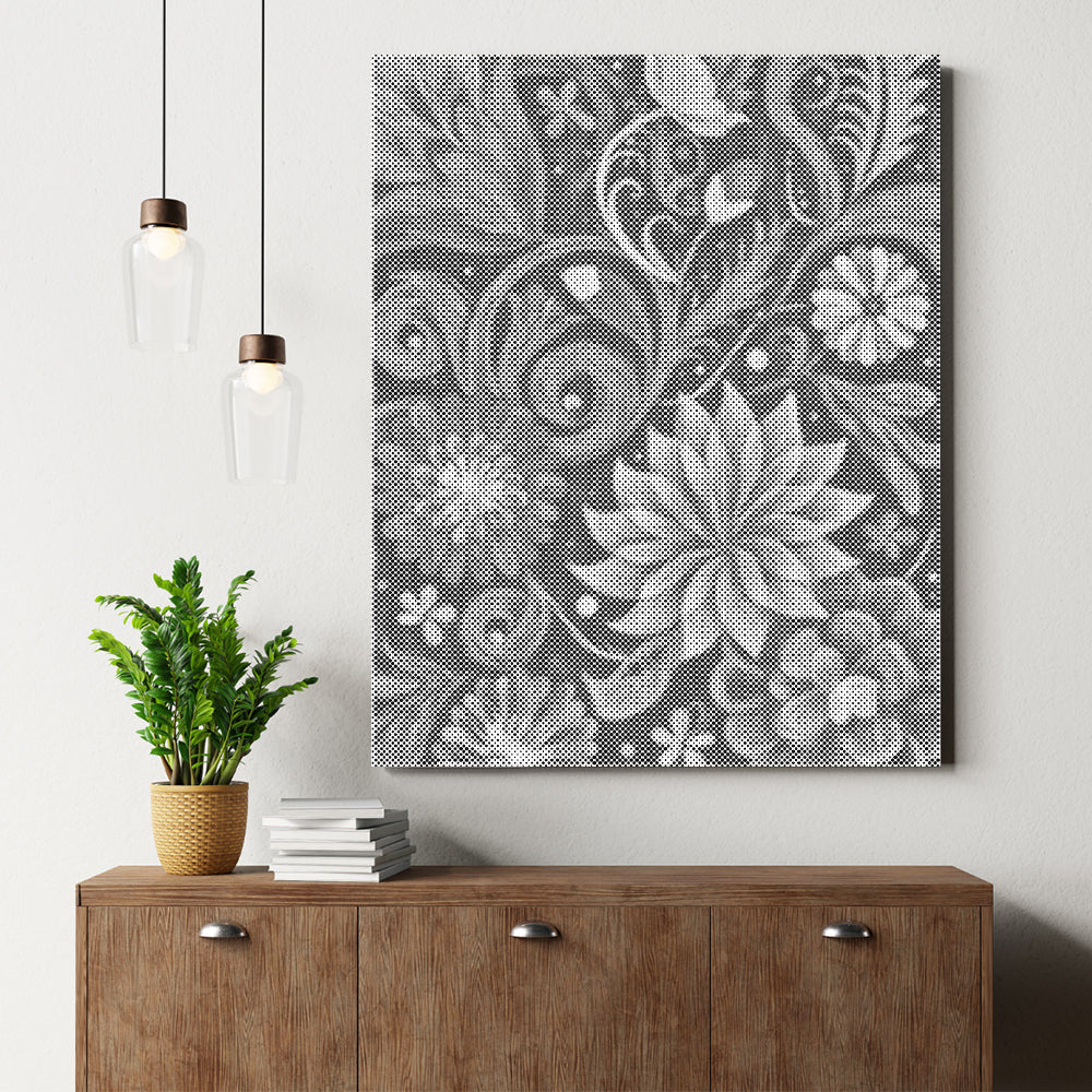 鮮やかな花の渦巻き - 点描画