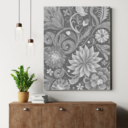 鮮やかな花の渦巻き - 点描画