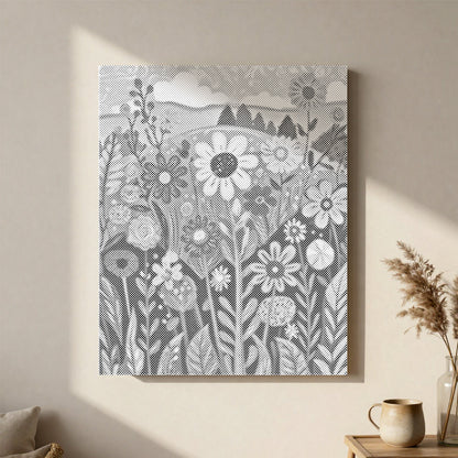 野の花 - 点描画