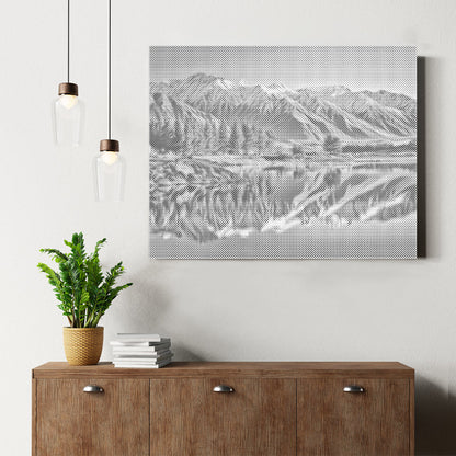 雪山とニュージーランドの湖 - 点描画キット