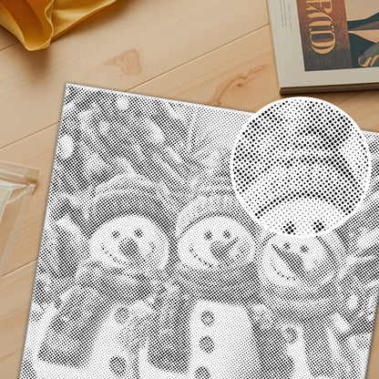 雪景色の3人のスノーマン - 点描画キット