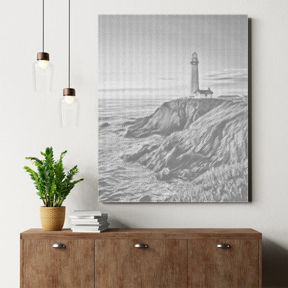 夕暮れの灯台 - 点描画キット