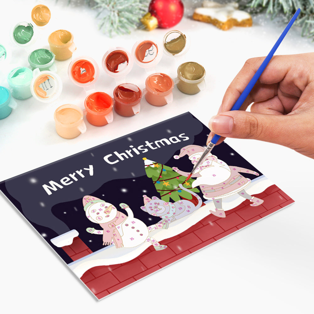 クリスマスカード V -数字で塗り絵