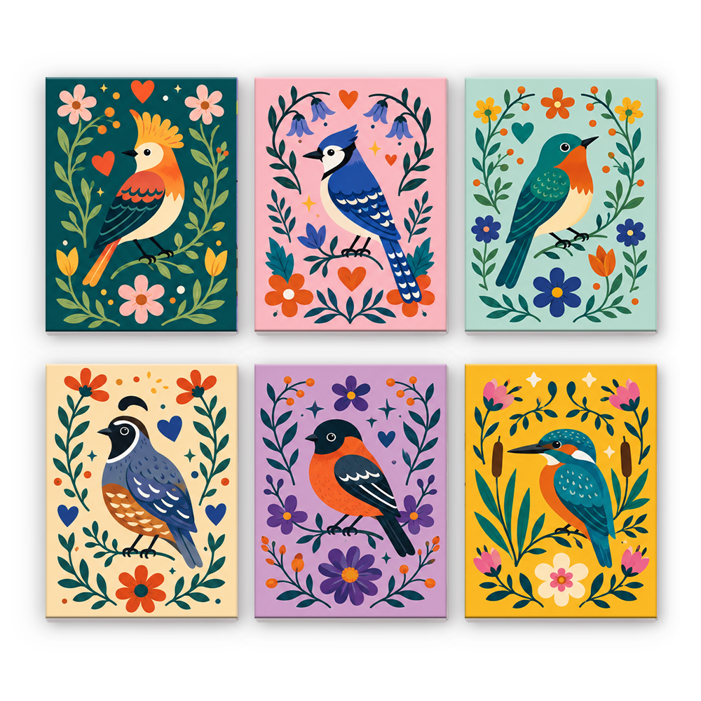 色鮮やかな鳴き鳥たち - 数字塗り絵ミニアート
