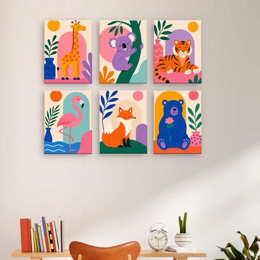 夢見る動物の友達 - 数字塗り絵ミニアート