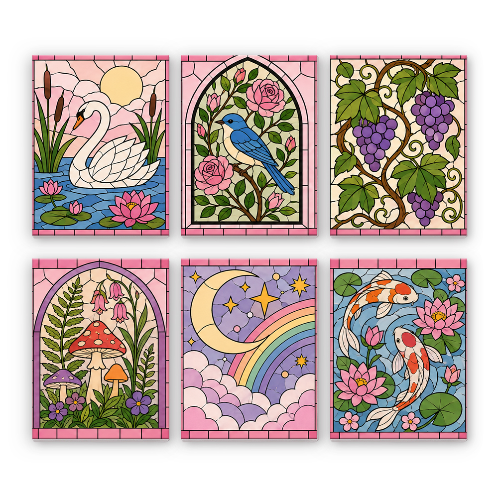 魔法のステンドグラス - 数字塗り絵ミニアート