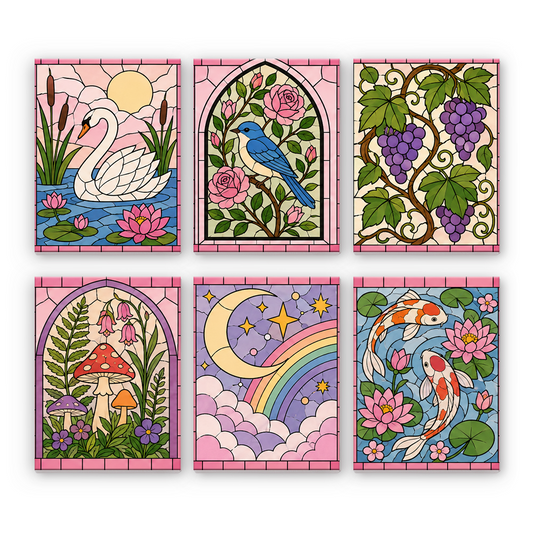 魔法のステンドグラス - 数字塗り絵ミニアート