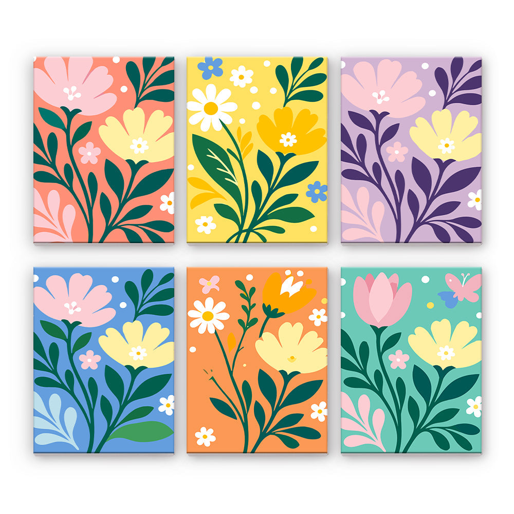 色とりどりの花 - 数字塗り絵ミニアート