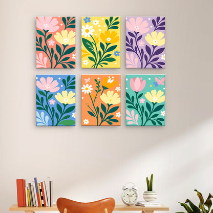 色とりどりの花 - 数字塗り絵ミニアート