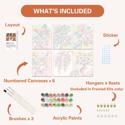 ポップアートの花 - 数字塗り絵ミニアート