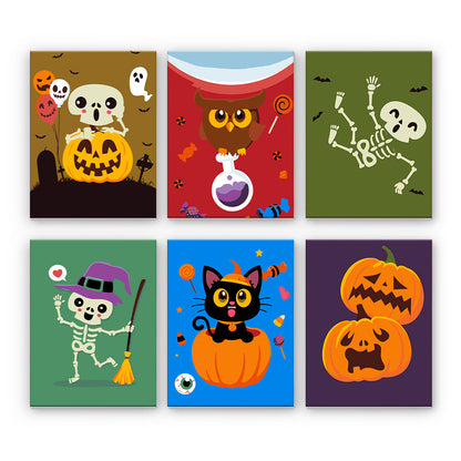 かわいいハロウィーンのキャラクター - 数字塗り絵ミニアート