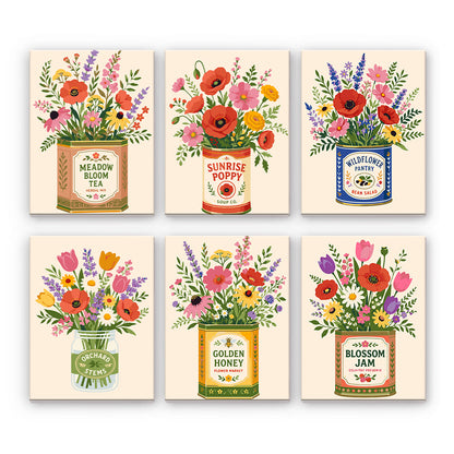ヴィンテージ缶に入った野の花 - 数字塗り絵ミニアート