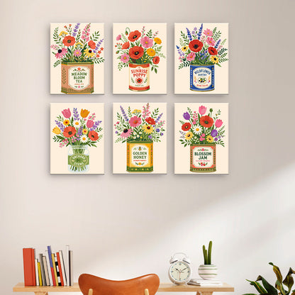 ヴィンテージ缶に入った野の花 - 数字塗り絵ミニアート