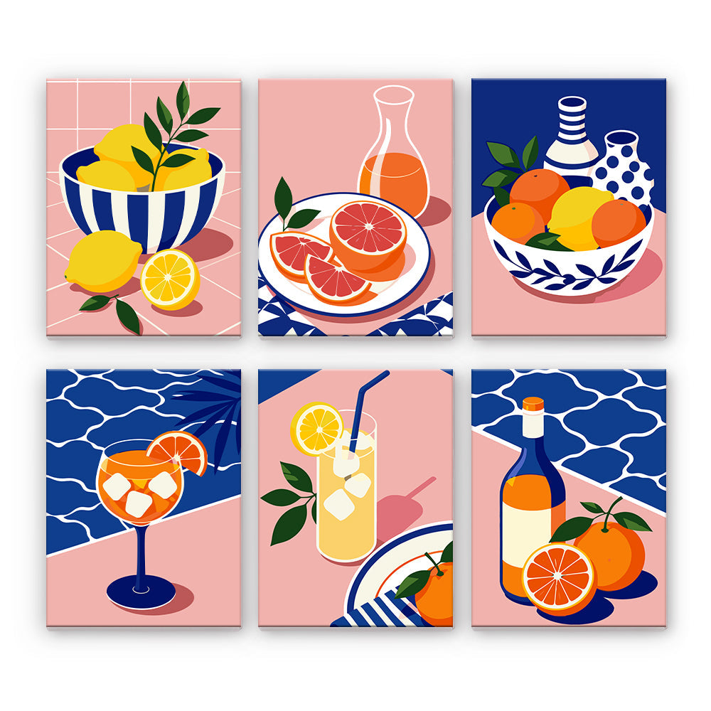 シトラスサマードリンク - 数字塗り絵ミニアート