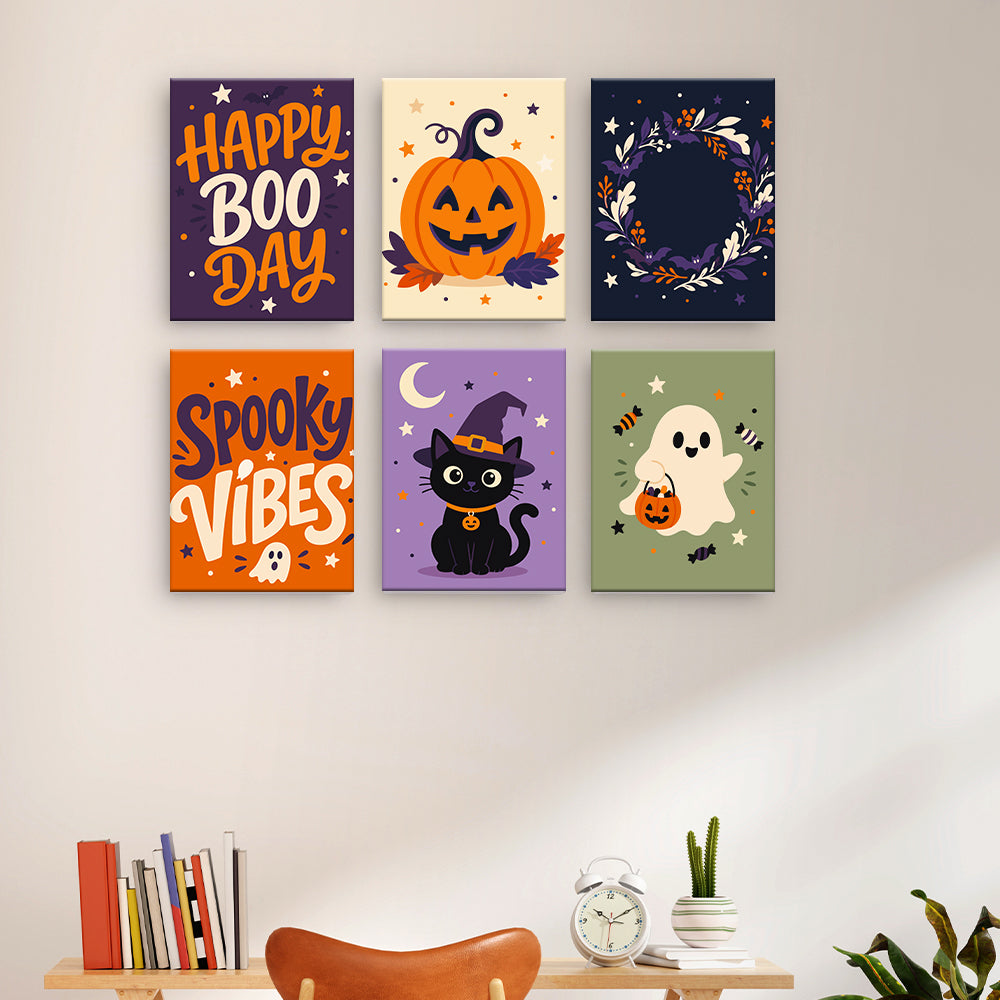 ハロウィンの引用とアイコン - 数字塗り絵ミニアート