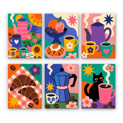 居心地の良いコーヒーシーン - 数字塗り絵ミニアート