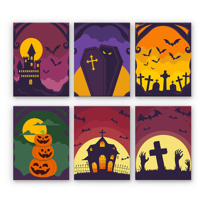 ゴシックなハロウィーンのシーン - 数字塗り絵ミニアート
