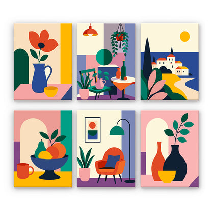 モダンなインテリアの静物画 - 数字塗り絵ミニアート