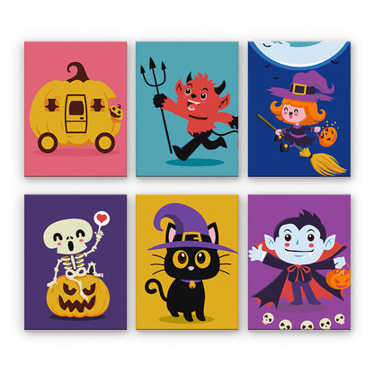 フレンドリーなハロウィーンのキャラクター - 数字塗り絵ミニアート