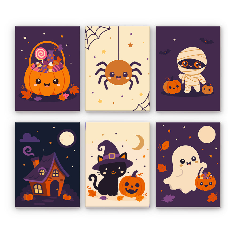 かわいいハロウィーンのモチーフ - 数字塗り絵ミニアート