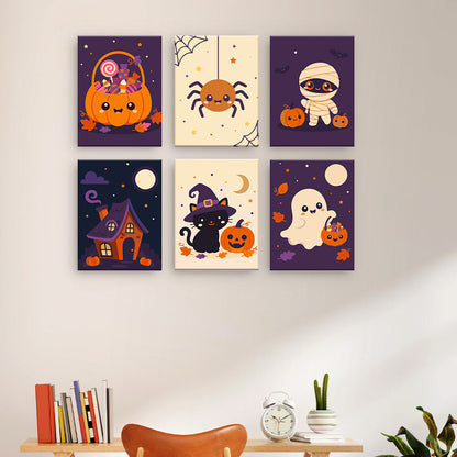 かわいいハロウィーンのモチーフ - 数字塗り絵ミニアート