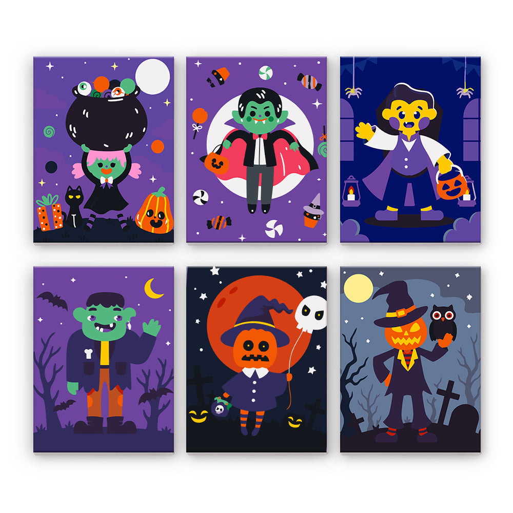 ハロウィンコスチュームのキャラクター - 数字塗り絵ミニアート