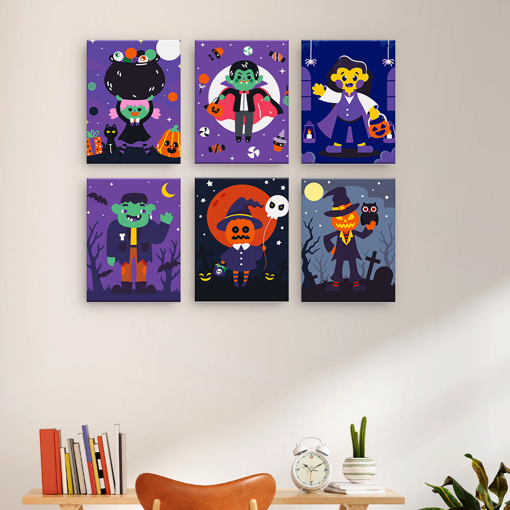 ハロウィンコスチュームのキャラクター - 数字塗り絵ミニアート