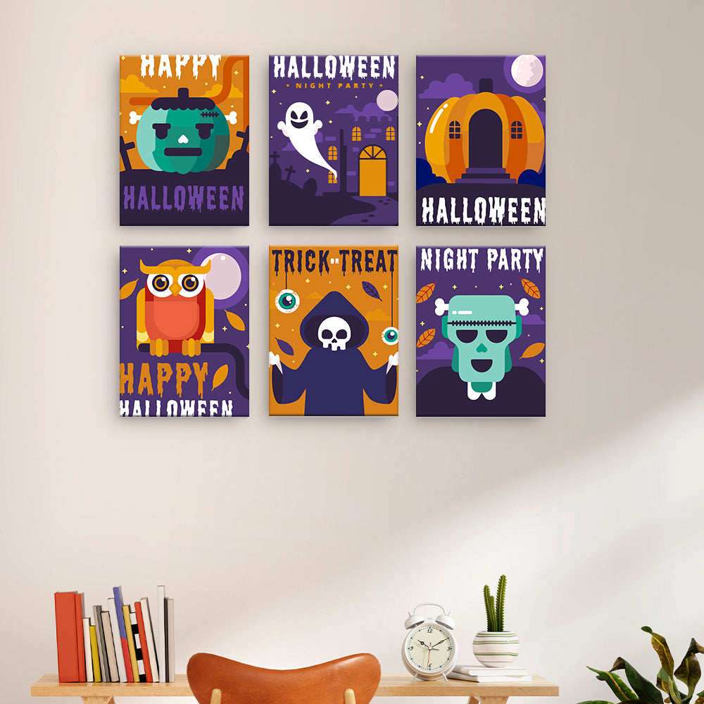 ハロウィーン パーティー ポスター - 数字塗り絵ミニアート