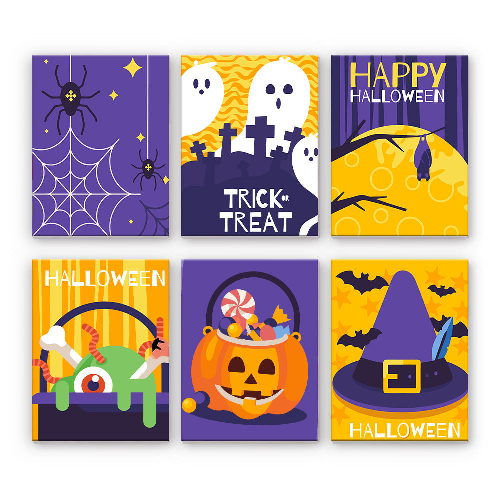古典的なハロウィーンのアイコン - 数字塗り絵ミニアート