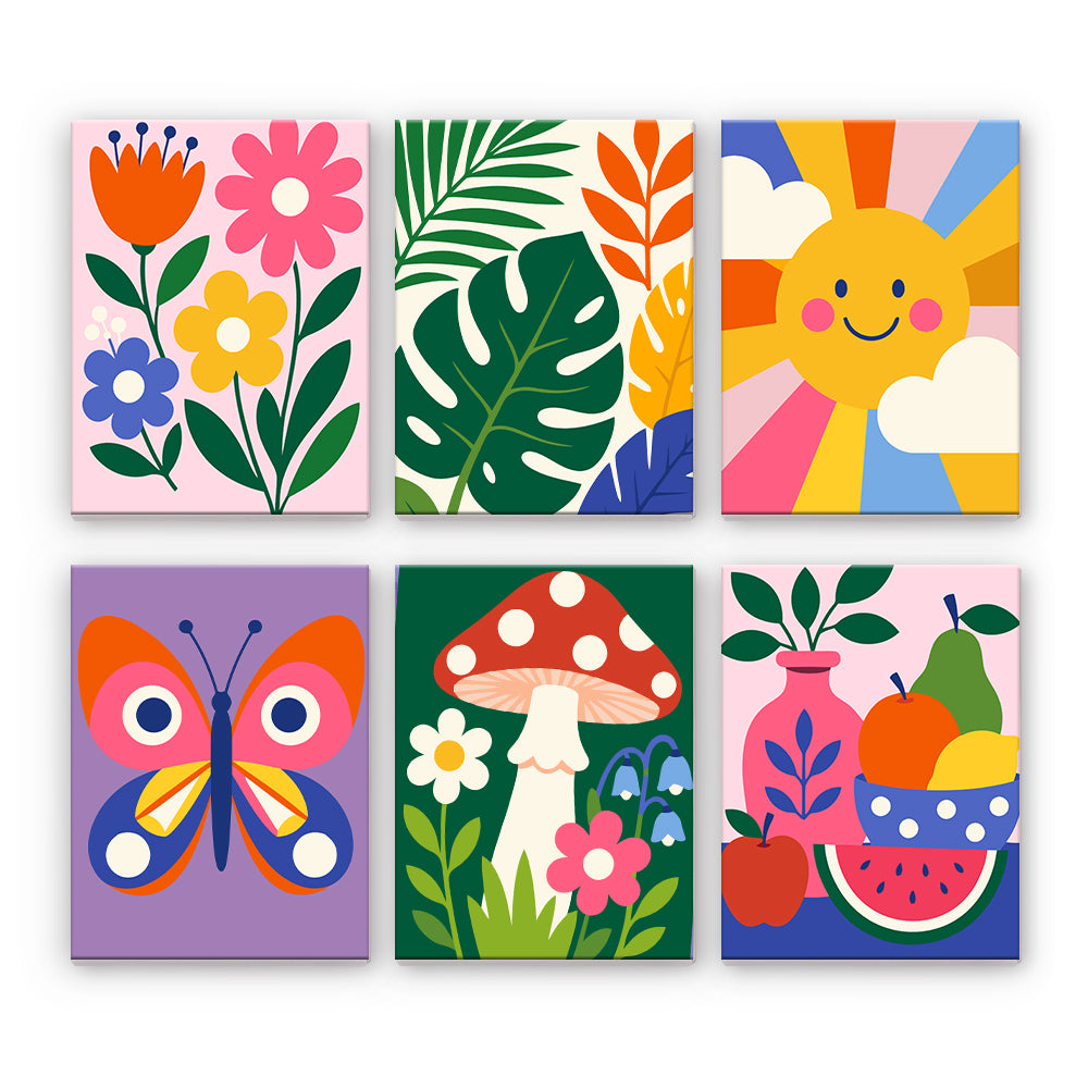 カラフルな自然のアイコン - 数字塗り絵ミニアート