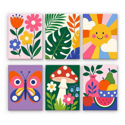 カラフルな自然のアイコン - 数字塗り絵ミニアート