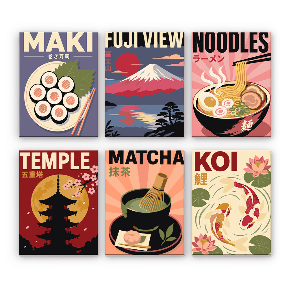 日本食と旅行 - 数字塗り絵ミニアート