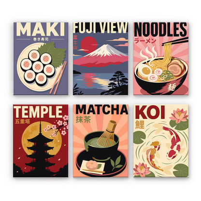 日本食と旅行 - 数字塗り絵ミニアート