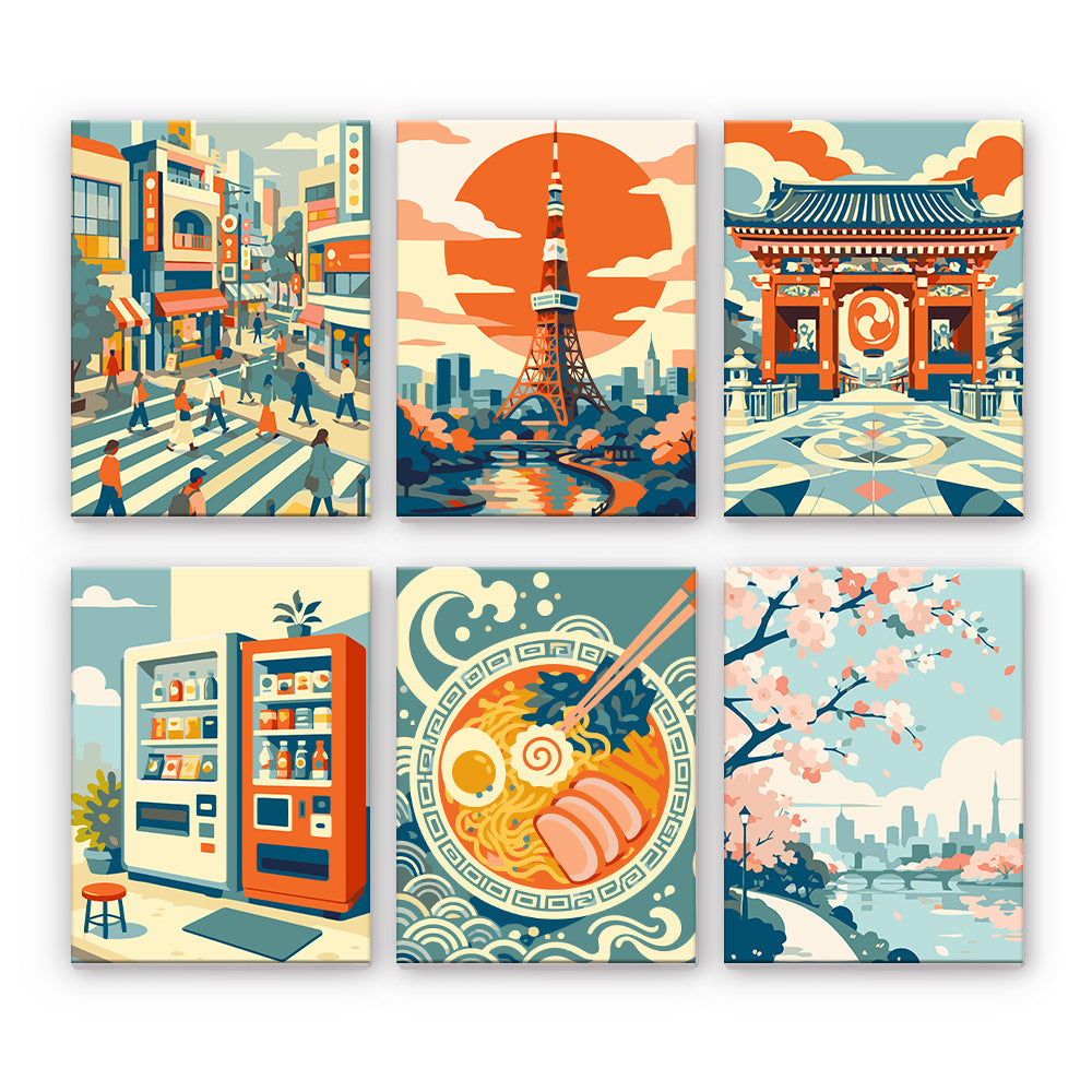 東京旅行風景 - 数字塗り絵ミニアート