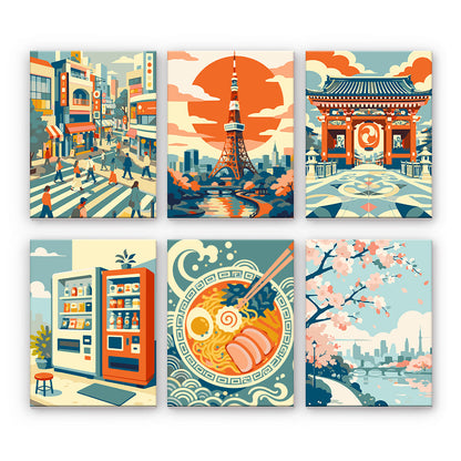 東京旅行風景 - 数字塗り絵ミニアート