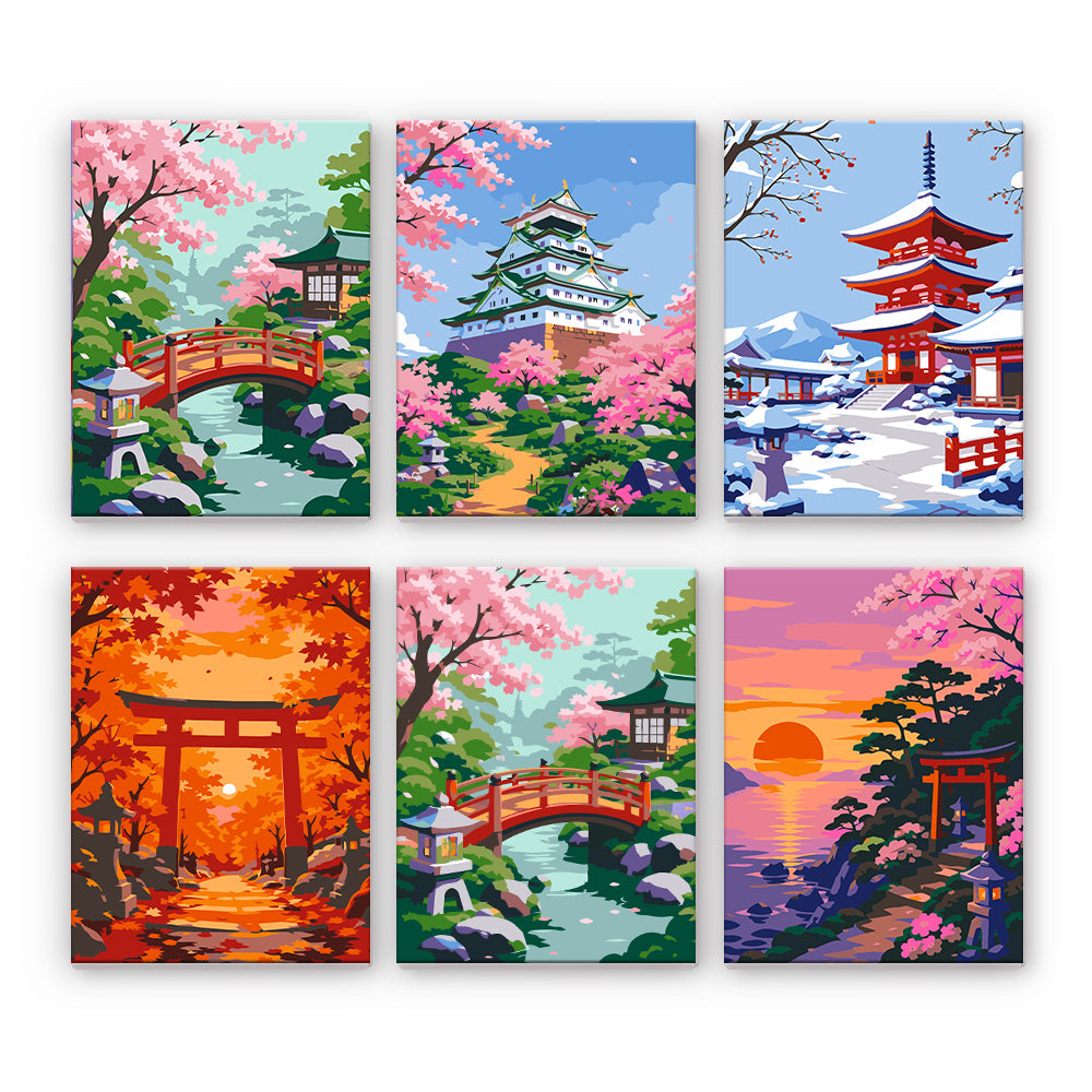 日本の四季の風景 - 数字塗り絵ミニアート