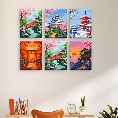 日本の四季の風景 - 数字塗り絵ミニアート