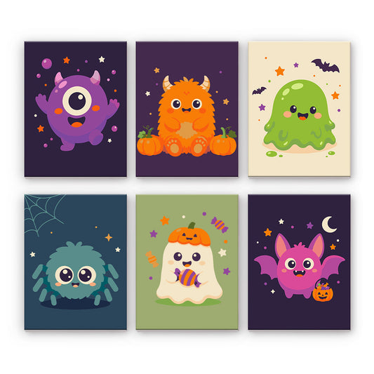 かわいいハロウィーンのモンスター - 数字塗り絵ミニアート