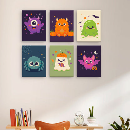 かわいいハロウィーンのモンスター - 数字塗り絵ミニアート
