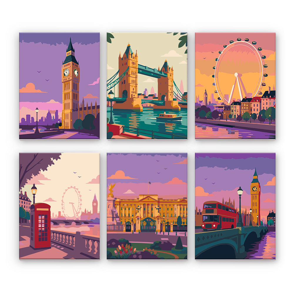 ロンドンのランドマークのシーン - 数字塗り絵ミニアート